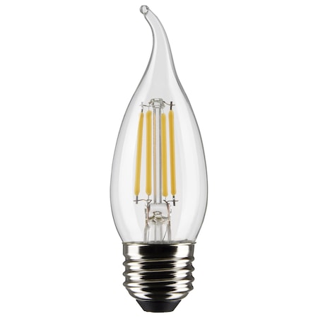 Satco 4 Watt CA11 LED Lamp, Clear, Medium Base, 90 CRI, 3000K, 120 Volts S21313